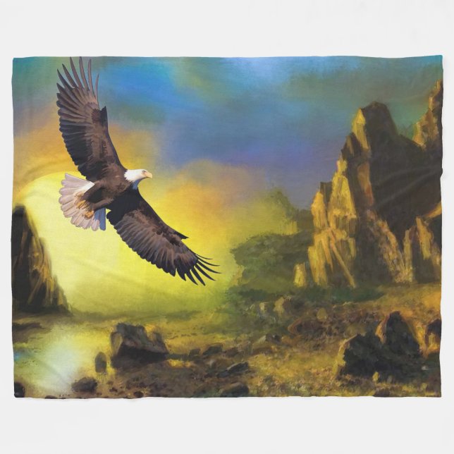 Cobertor De Velo Bald Eagle Fleece Blanket (Frente (Horizontal))