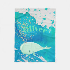 Cobertor De Velo Baleia Dourada Faísca Azul Náutica Pessoal