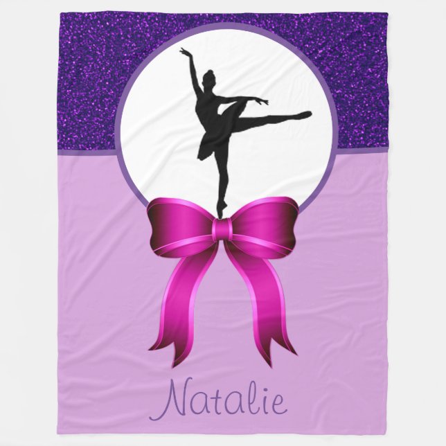 Cobertor De Velo Ballerina Dancer Glitter e Arco Fleece Blanket (Frente)