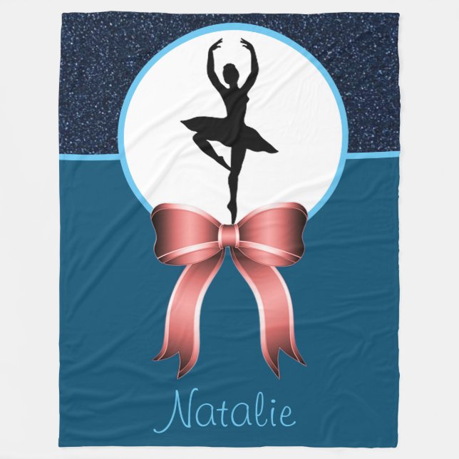Cobertor De Velo Ballerina Dancer Glitter e Arco Fleece Blanket (Frente)