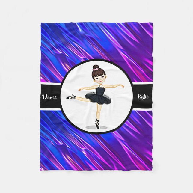 Cobertor De Velo Ballerina Girls Blue / Purple Dance Balé (Frente)