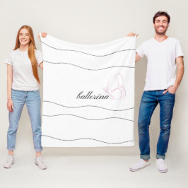 Cobertor De Velo Ballerina Minimalista e Borboleta Rosa Branco