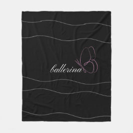 Cobertor De Velo Ballerina Minimalista e borboleta rosa preta
