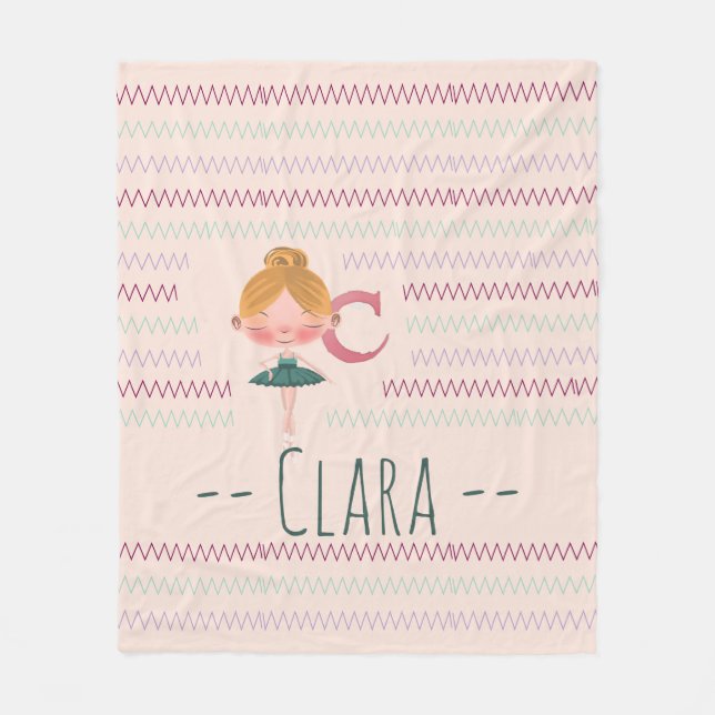 Cobertor De Velo Ballerina Monograma Nome C Rosa Cor-de-Rosa (Frente)