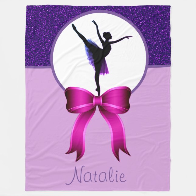 Cobertor De Velo Ballerina Purple Glitter e Arco Fleece Blanket (Frente)
