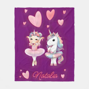 Cobertor De Velo Ballerina Unicorn Fleece Blanket