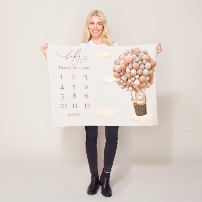 Cobertor De Velo Balões de Urso Castanho Bebê Branqueado Fleece Bla (In Situ)