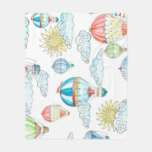 Cobertor De Velo Balões Vintage: Whimsical Watercolor Sem Costura.