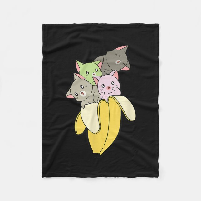 Cobertor De Velo Banana Funny Cat | Presente de Kitten Cute (Frente)