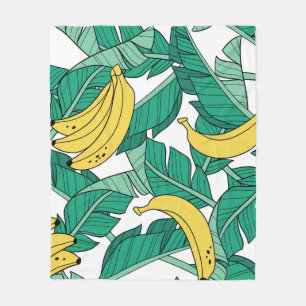 Cobertor De Velo Banana Leaves: Padrão Vintage Branco.