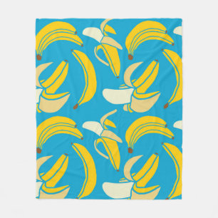 Cobertor De Velo Bananas amarelas, padrão de fundo azul