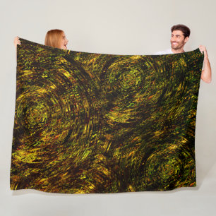 Cobertor De Velo bandas abstrato curvas em verde ouro e mais escuro