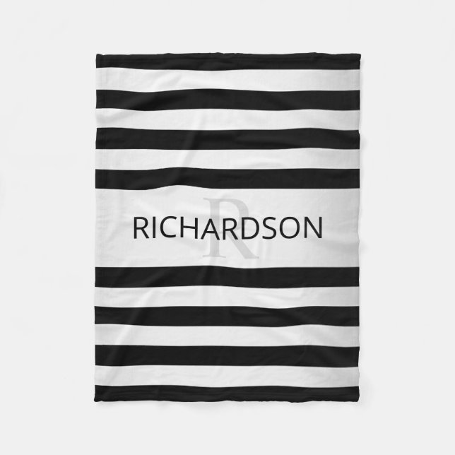 Cobertor De Velo Bandas de Ombre Silver Faux Contemporâneas & Preta (Frente)