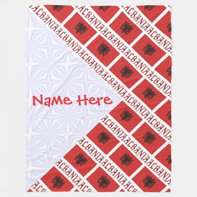 Cobertor De Velo Bandeira albanesa ladeada personalizada grande (Frente)