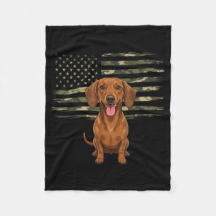 Cobertor De Velo Bandeira Americana Camuflada Dachshund 4 de Julho