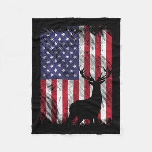 Cobertor De Velo Bandeira Americana Deer Elk Caçando Fome Patriótic