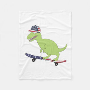 Cobertor De Velo Bandeira Americana Dinosaur Skateboard
