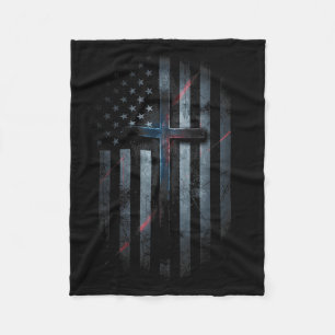 Cobertor De Velo Bandeira Americana E Cruz Fé Família Dom EUA F