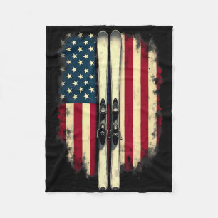 Cobertor De Velo Bandeira Americana Esqui Alpino Esquiador _3