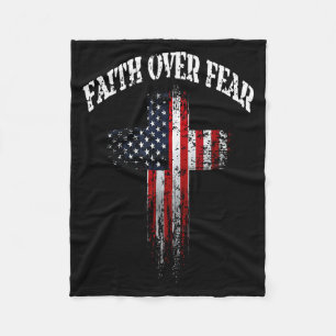 Cobertor De Velo Bandeira Americana EUA Cruz Cristã Fé Sobre o Medo