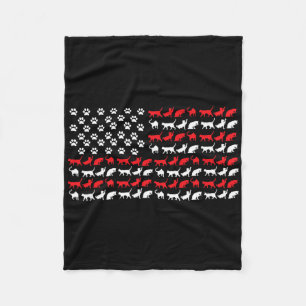Cobertor De Velo Bandeira Americana Gatos EUA Patas Patriótico