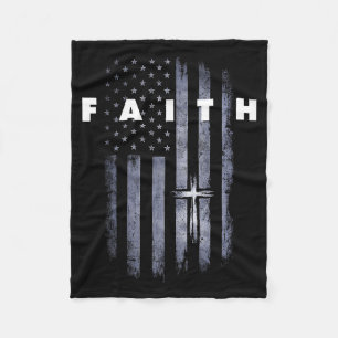 Cobertor De Velo Bandeira americana grunge e cruz fé cristã