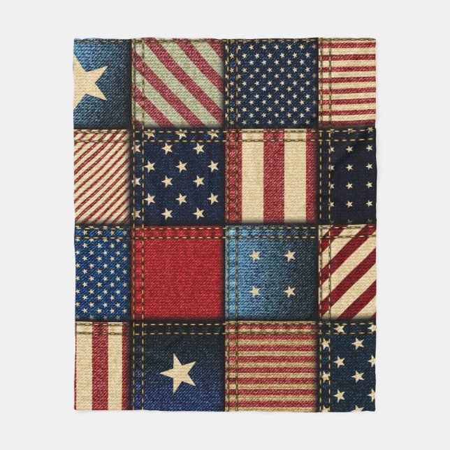Cobertor De Velo Bandeira Americana, Patchwork Perfeitamente Padrão (Frente)