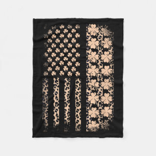 Cobertor De Velo Bandeira americana patriótica leopardo trevo stPat