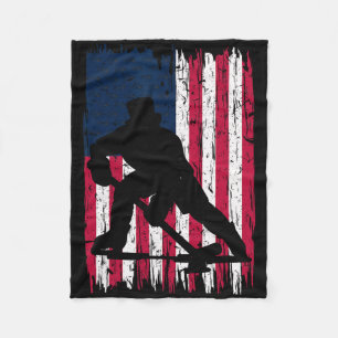 Cobertor De Velo Bandeira Americana Patriótico Jogador de Hóquei no