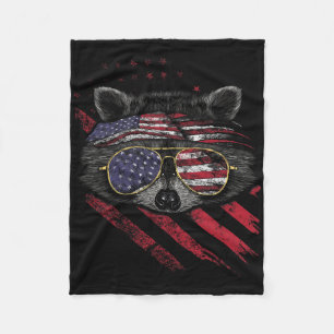 Cobertor De Velo Bandeira Americana Raccoon Patriótica 4 de julho