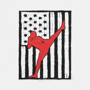 Cobertor De Velo Bandeira Americana Tema Muay Thai Design Gráfico K