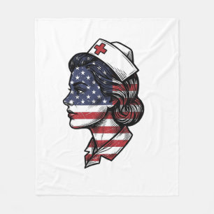 Cobertor De Velo Bandeira Americana Vintage Perfil de Enfermeira De