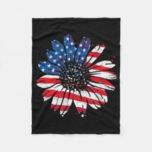 Cobertor De Velo Bandeira Americana Vintage Sunflower Happy 4th