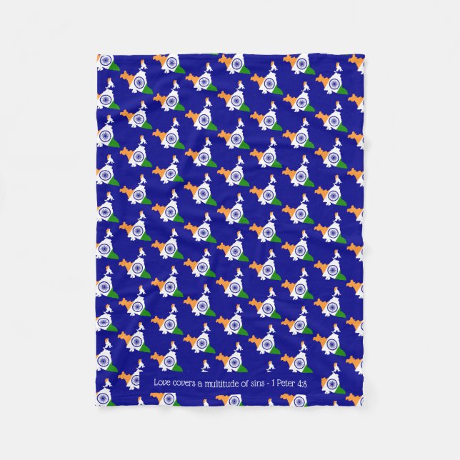 Cobertor De Velo Bandeira azul personalizada da ÍNDIA (Frente)