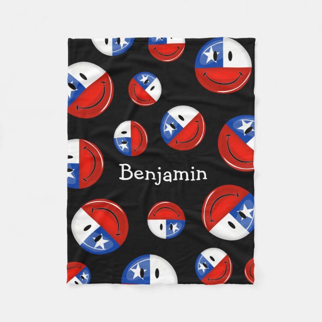 Cobertor De Velo Bandeira chilena de sorriso do círculo lustroso (Frente)