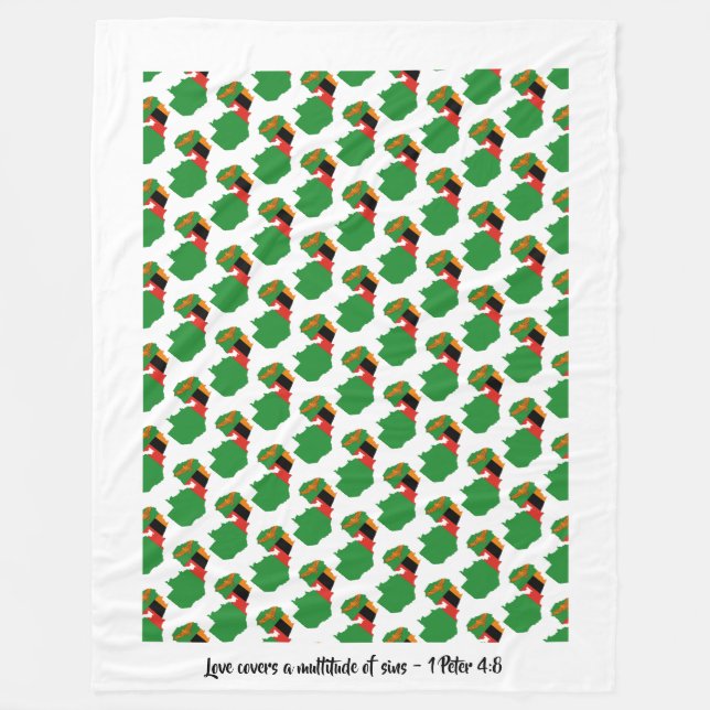 Cobertor De Velo Bandeira Cristã Personalizada da Zâmbia (Frente)