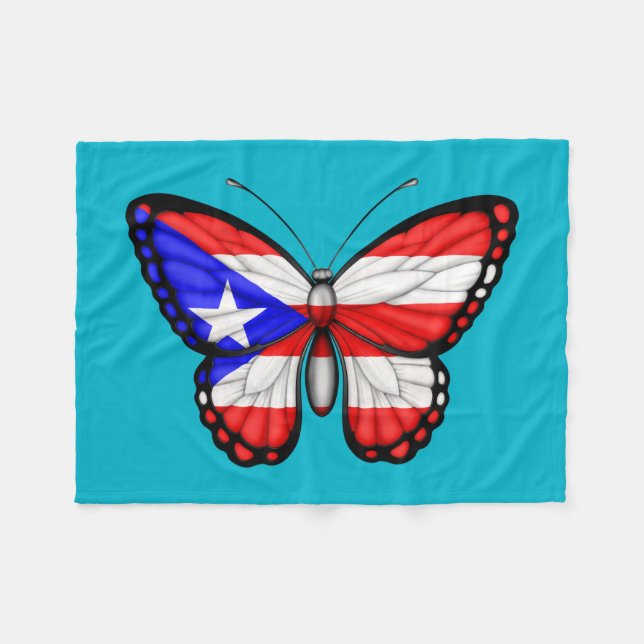 Cobertor De Velo Bandeira da borboleta de Puerto Rico (Frente (Horizontal))
