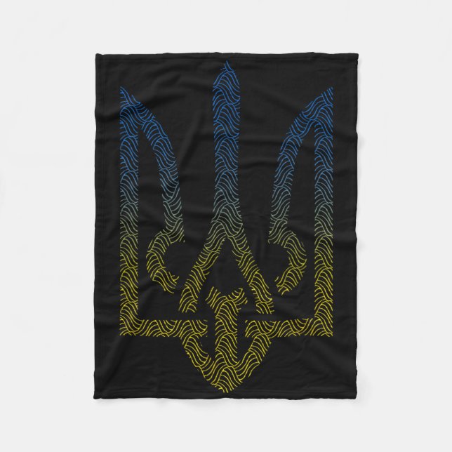 Cobertor De Velo Bandeira da Ucrânia e Tridente Ucraniano Eu Apoio  (Frente)