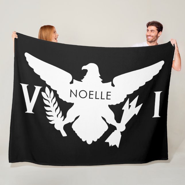 Cobertor De Velo Bandeira das Ilhas Virgens dos EUA, Preto e Branco (In Situ)