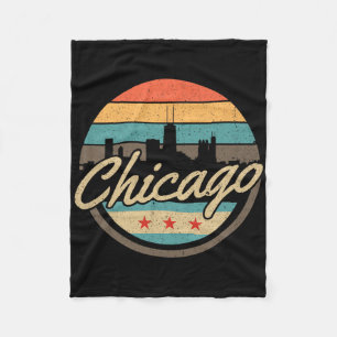 Cobertor De Velo Bandeira de Chicago Skyline Vintage Illinois EUA S