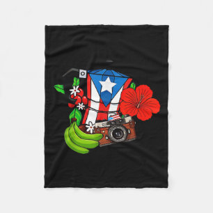 Cobertor De Velo Bandeira de Porto Rico Floral Sapo Boricua Mulhere