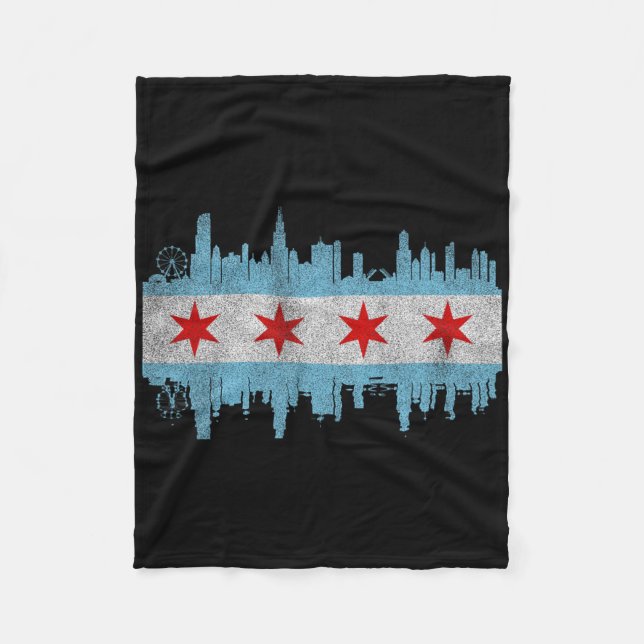 Cobertor De Velo Bandeira do Horizonte de Chicago - Distrito de Chi (Frente)