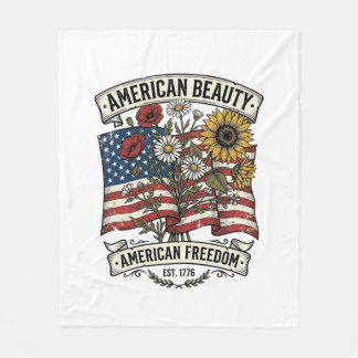 Cobertor De Velo Bandeira Floral American Beauty Patriótica