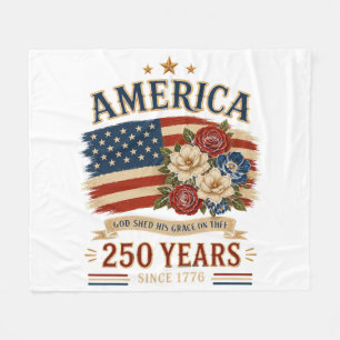Cobertor De Velo Bandeira Floral Patriótica América 250 Anos Desde