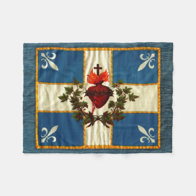 Cobertor De Velo Bandeira Quebeque antiga Carrilhão Sacré-Cœur (Frente (Horizontal))