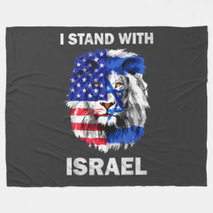 Cobertor De Velo Bandeiras de Israel e EUA Leão _ Eu Estou com Isra