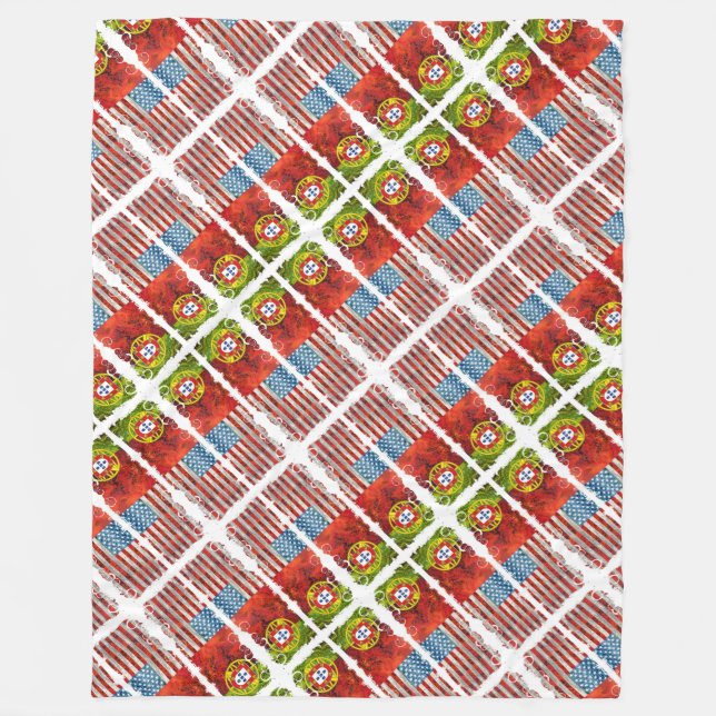 Cobertor De Velo Bandeiras portuguesas-americanas (Frente)