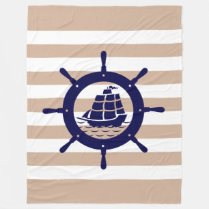 Cobertor De Velo Banhas Brancas Com Roda Náutica Azul