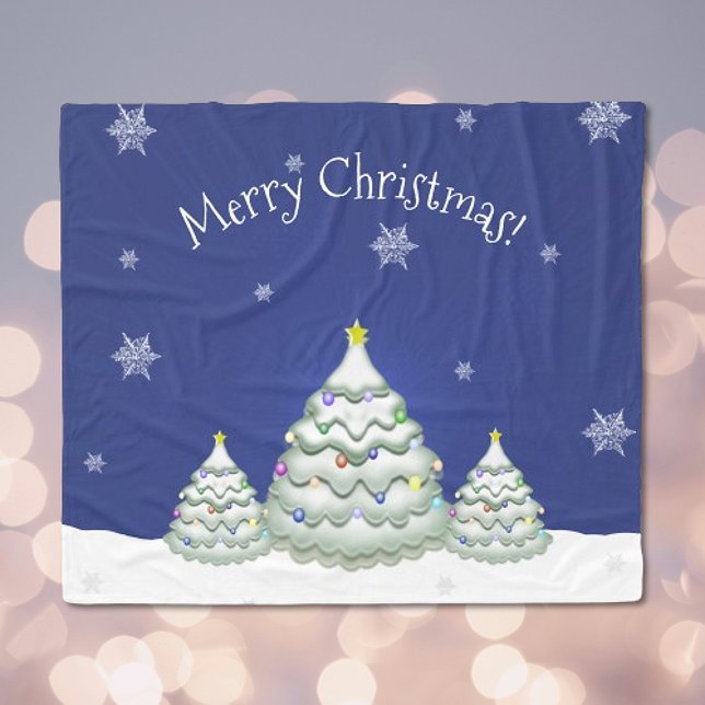 Cobertor De Velo Banheira azul de árvore de Natal (Blue Christmas Tree Fleece Blanket)