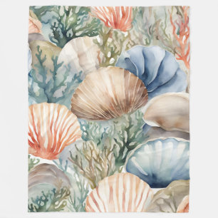 Cobertor De Velo Banket Beige Blue Coral Seasheles Costeira Sealife